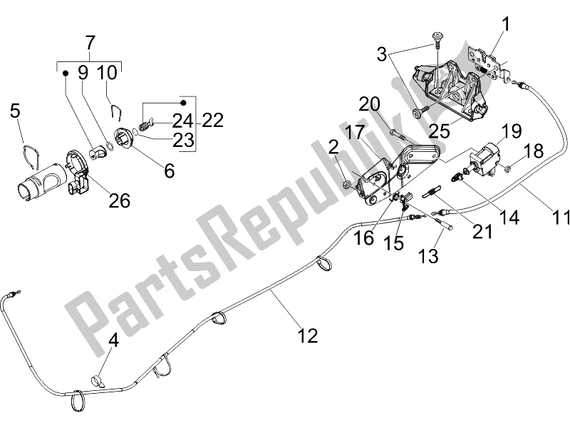 All parts for the Locks of the Vespa GTS 125 4T E3 2007
