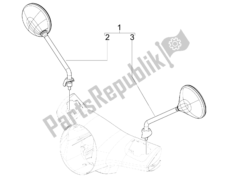 Tutte le parti per il Specchio / I Di Guida del Vespa GTS 300 IE Super ABS USA 2014