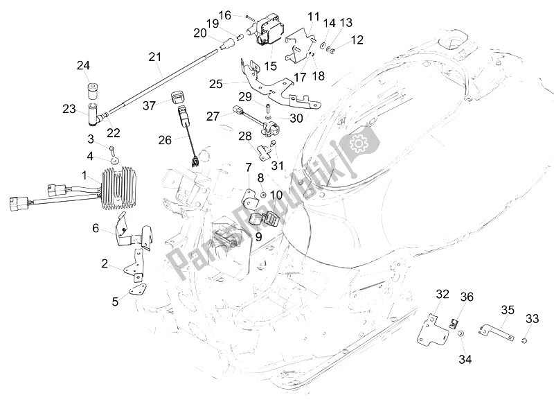 Todas las partes para Reguladores De Voltaje - Unidades De Control Electrónico (ecu) - H. T. Bobina de Vespa GTS 300 IE 2012