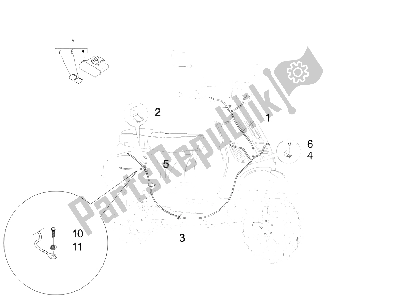 Tutte le parti per il Cablaggio Principale del Vespa S 125 4T Vietnam 2009