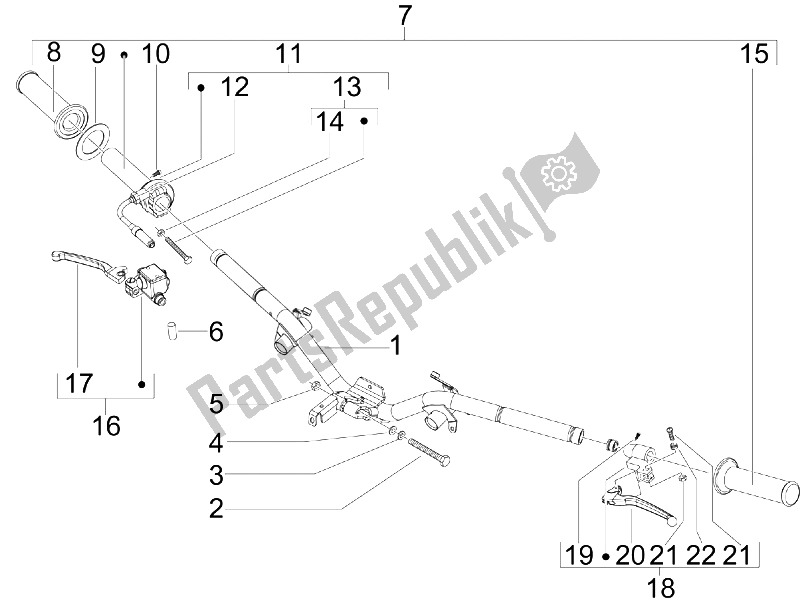 Todas las partes para Manillar - Master Cil. De Vespa LX 50 4T 4V 2009