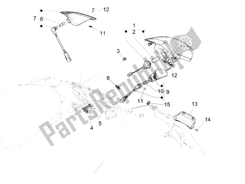 Tutte le parti per il Fanali Posteriori - Indicatori Di Direzione del Vespa Sprint 50 4T 4V Emea 2014