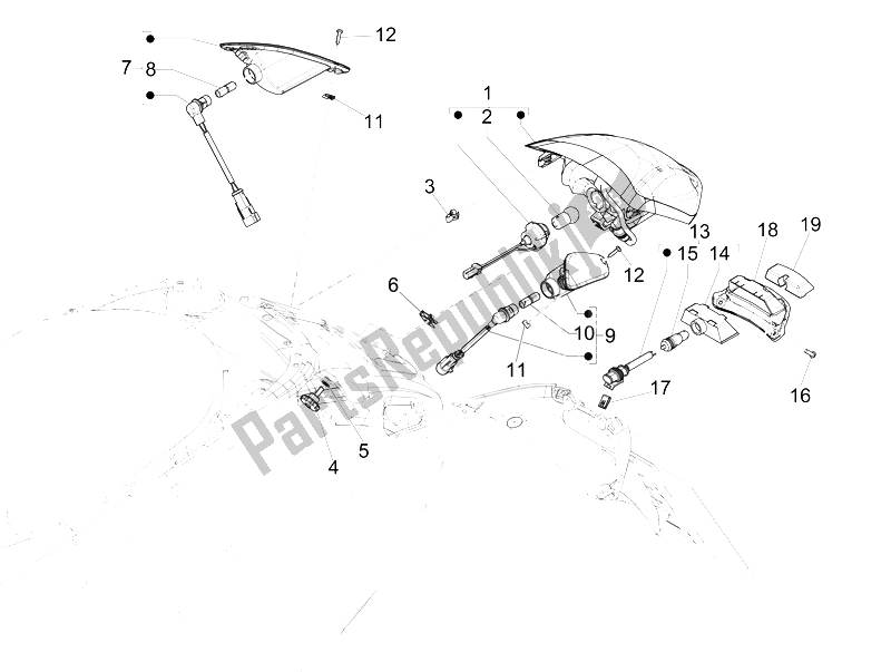 All parts for the Rear Headlamps - Turn Signal Lamps of the Vespa 150 Sprint 4T 3V IE 2015