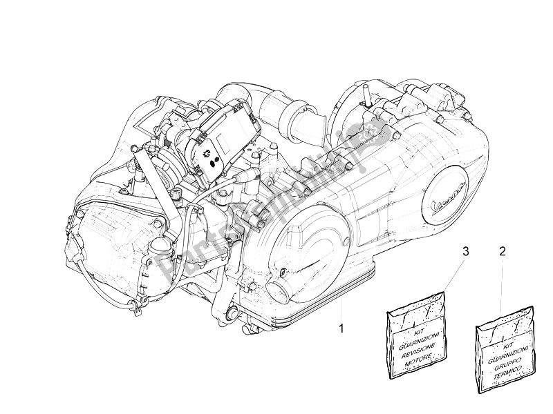 Toutes les pièces pour le Moteur, Assemblage du Vespa 150 4T 3V IE Primavera China 2015