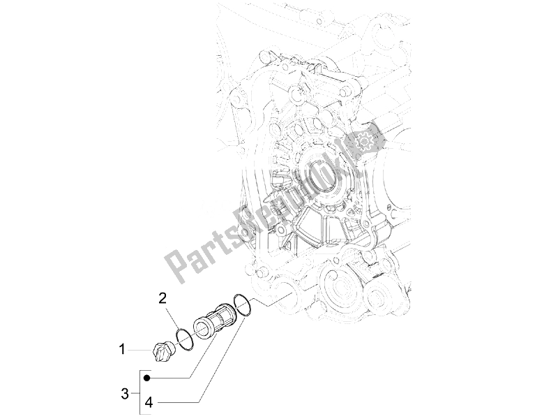 Toutes les pièces pour le Couvercle Magnéto Volant - Filtre à Huile du Vespa Vespa Sprint 50 4T 4V USA Canada 2014