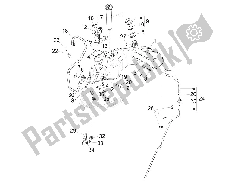 Tutte le parti per il Serbatoio Di Carburante del Vespa Vespa GTS 125 4T E4 ABS EU 2016