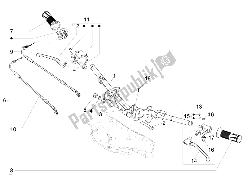 Toutes les pièces pour le ?? ? ??? - ?? T ?? A? E? F????? Du Vespa Sprint 125 4T 3V IE 2014