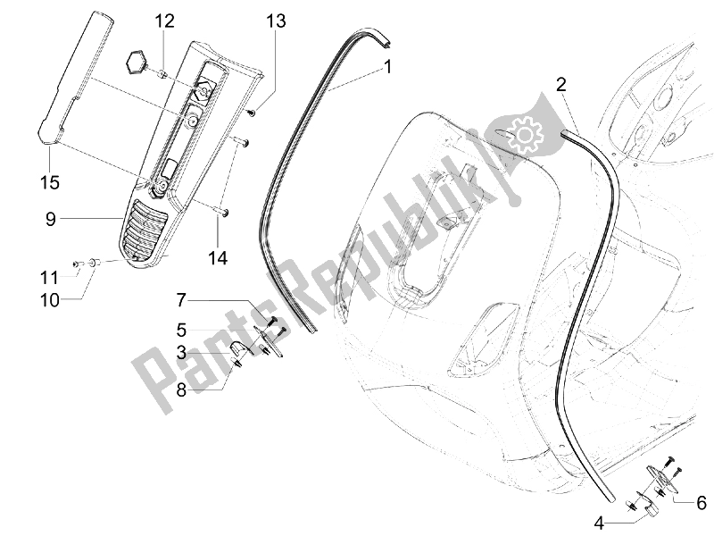 Tutte le parti per il Scudo Anteriore del Vespa S 125 4T IE E3 College 2009