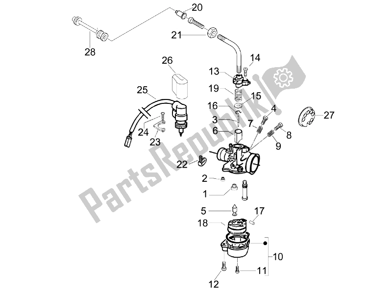 All parts for the Carburetor's Components of the Vespa LXV 50 2T Navy 2007