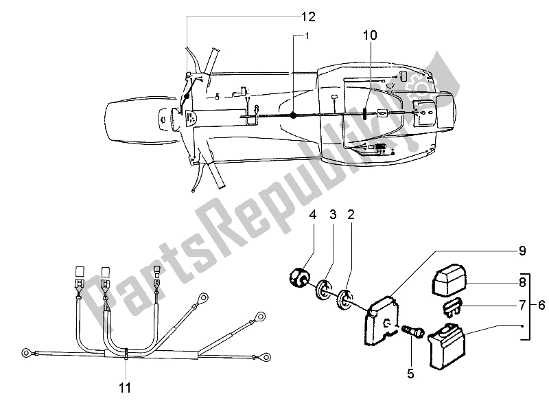 All parts for the Main Cable Harness of the Vespa PX 125 2011