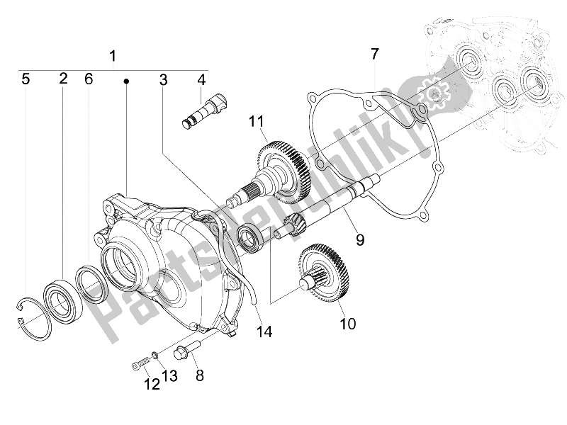 Tutte le parti per il Unità Di Riduzione del Vespa S 125 4T IE E3 College 2009