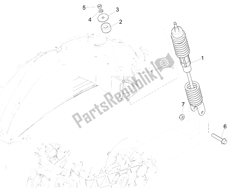 All parts for the Rear Suspension - Shock Absorber/s of the Vespa Vespa Sprint 50 4T 4V USA Canada 2014