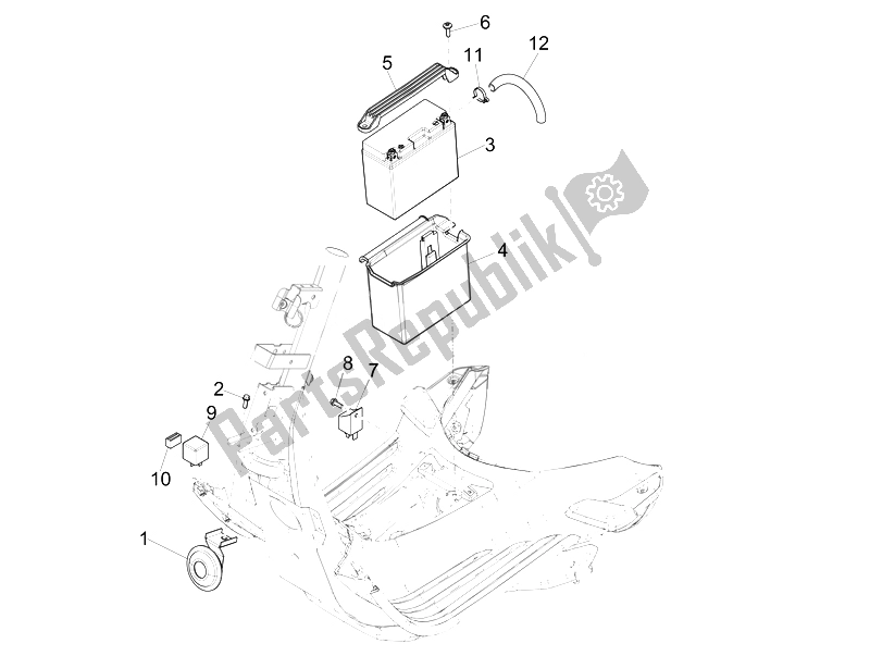 Todas las partes para Interruptores De Control Remoto - Batería - Bocina de Vespa Primavera 50 2T 2014