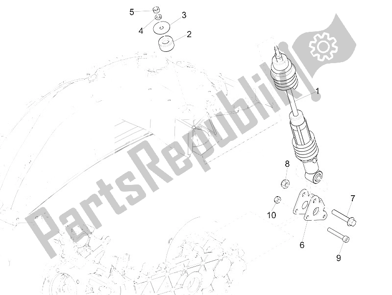Alle onderdelen voor de Achtervering - Schokdemper / S van de Vespa Vespa Primavera 150 4T 3V Iget ABS EU 2016