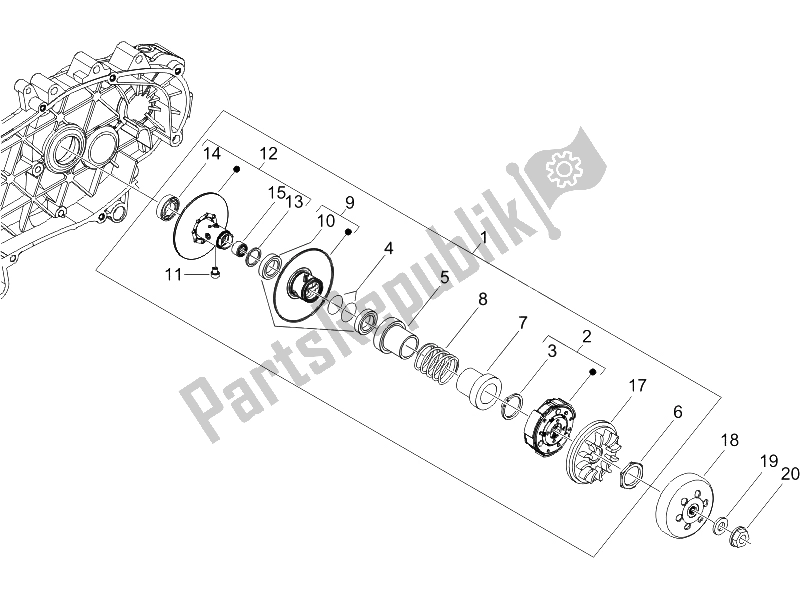 Toutes les pièces pour le Poulie Menée du Vespa Granturismo 125 L E3 2006