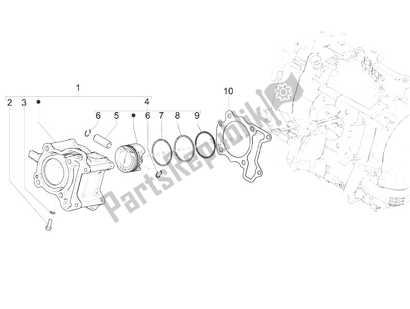 Tutte le parti per il Unità Perno Cilindro Pistone-polso del Vespa Vespa GTS 125 4T E4 ABS EU 2016