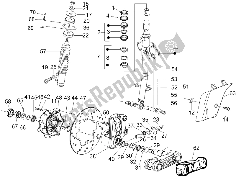 Todas las partes para Horquilla / Tubo De Dirección - Unidad De Rodamiento De Dirección de Vespa LX 50 4T 4V 2009