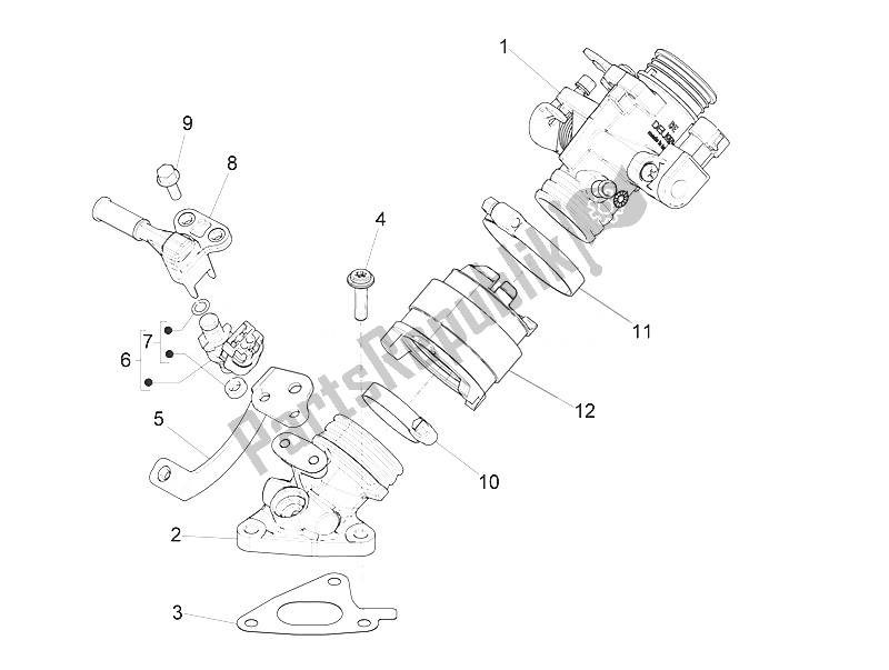 Toutes les pièces pour le Corps De Papillon - Injecteur - Tuyau Union du Vespa Vespa 150 Sprint Iget 4T3V IE Asia 2016