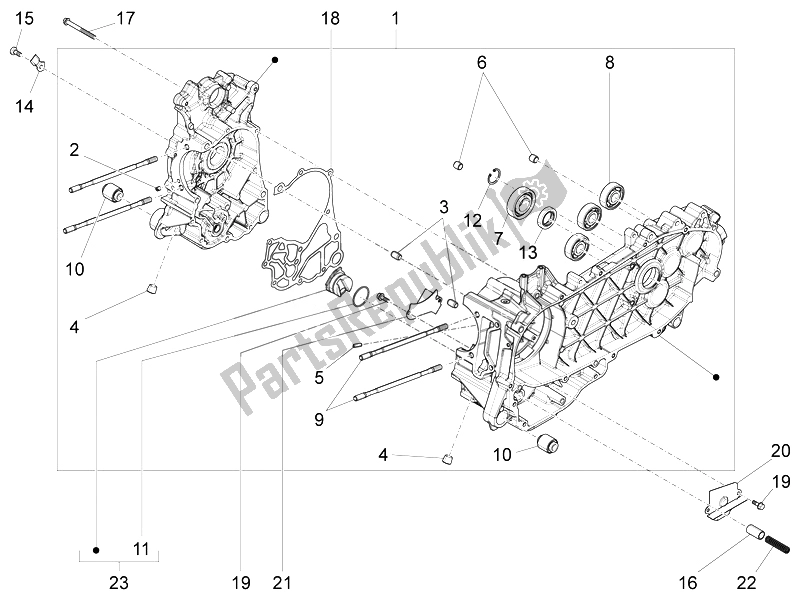 Toutes les pièces pour le Carter du Vespa 150 4T 3V IE Primavera USA 2014