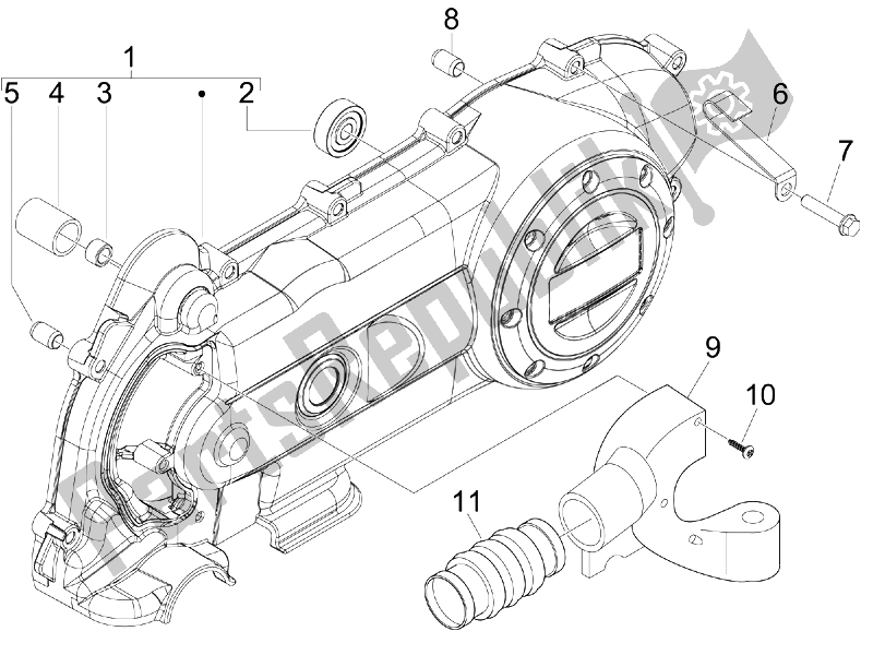 Wszystkie części do Pokrywa Skrzyni Korbowej - Ch? Odzenie Skrzyni Korbowej Vespa S 50 4T 2V 25 KMH NL 2010