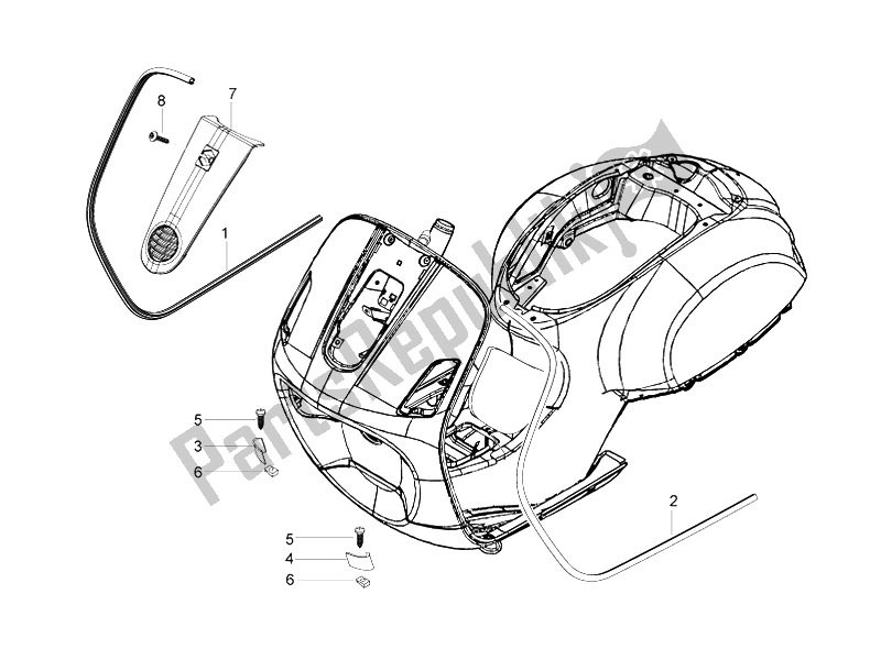 Toutes les pièces pour le Bouclier Avant du Vespa LX 50 4T 4V NL 2011
