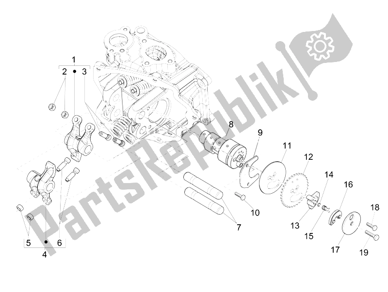 Toutes les pièces pour le Leviers à Bascule Support Unité du Vespa Vespa GTS 300 IE Super ABS USA 2014