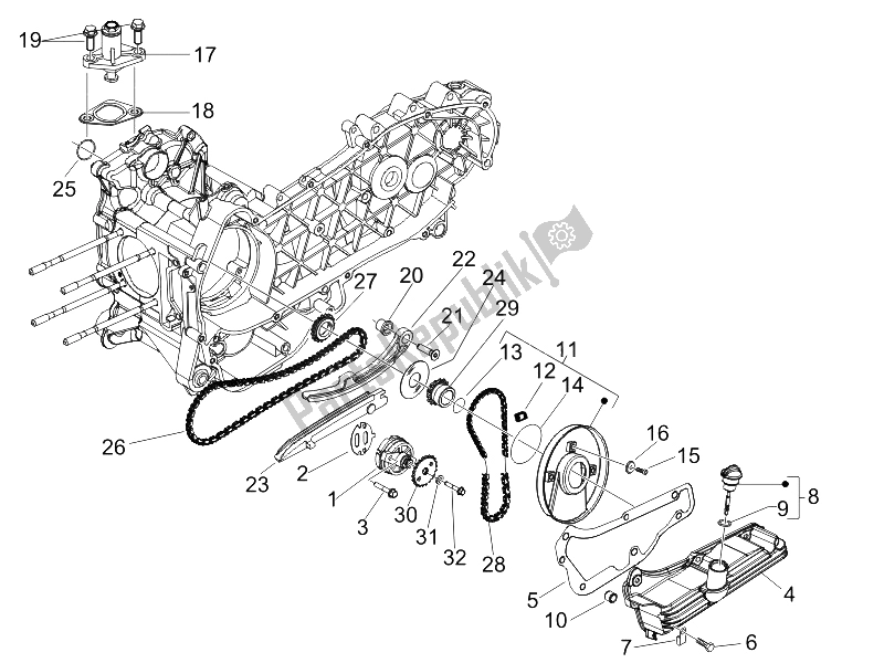 Toutes les pièces pour le La Pompe à Huile du Vespa GTV 125 4T E3 UK 2006