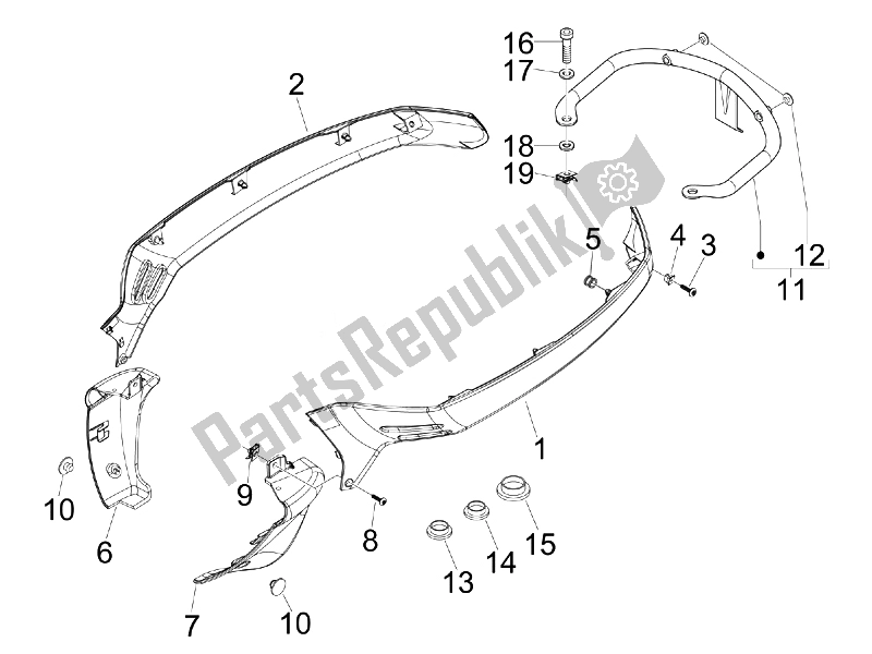 Toutes les pièces pour le Couvercle Latéral - Spoiler du Vespa LXV 125 4T Navy E3 2007