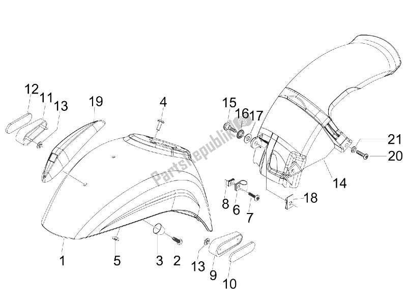 Toutes les pièces pour le Logement De Roue - Garde-boue du Vespa S 50 4T 4V College USA 2008