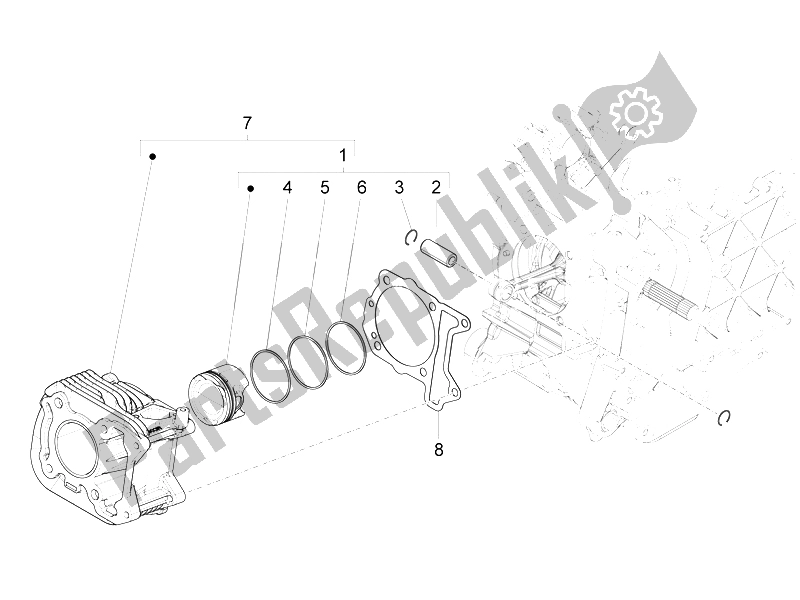 Tutte le parti per il Unità Perno Cilindro Pistone-polso del Vespa 946 125 2015