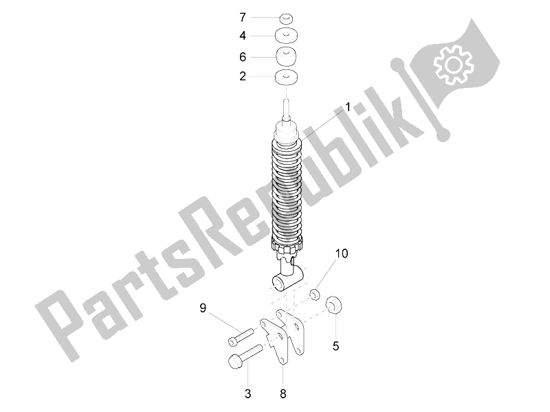 All parts for the Rear Suspension - Shock Absorber/s of the Vespa LX 150 4T 3V IE Vietnam E3 2012