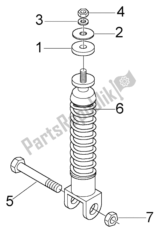 All parts for the Rear Damper of the Vespa LX 125 2005