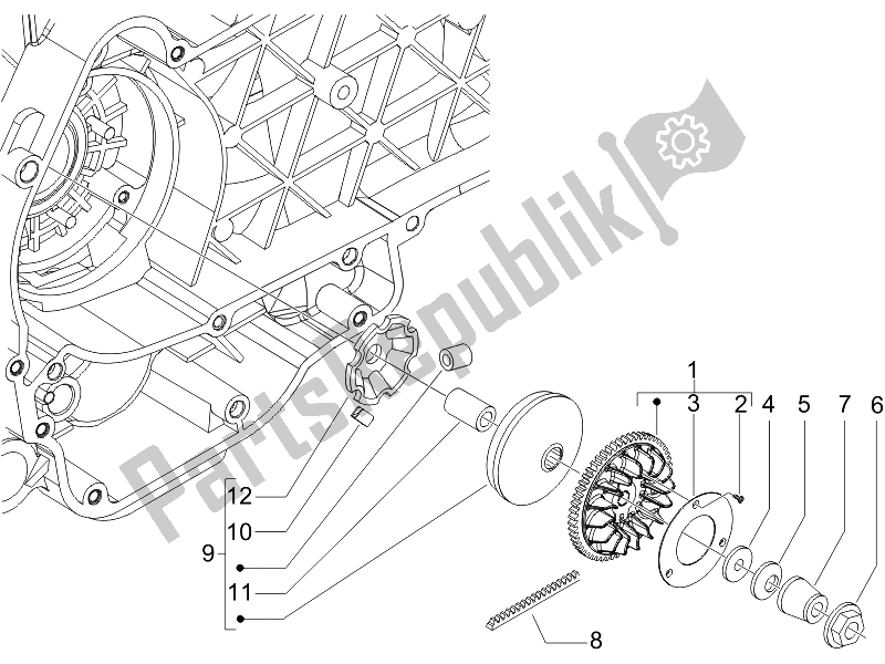 Toutes les pièces pour le Poulie Motrice du Vespa LXV 150 4T USA 2007