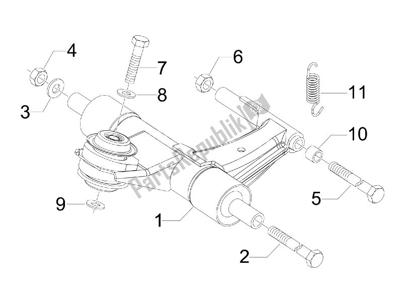 Toutes les pièces pour le Bras Oscillant du Vespa S 50 4T 2V 25 KMH NL 2010