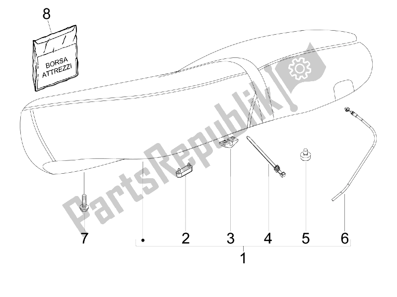 All parts for the Saddle/seats - Tool Roll of the Vespa S 50 4T 2V 25 KMH NL 2010