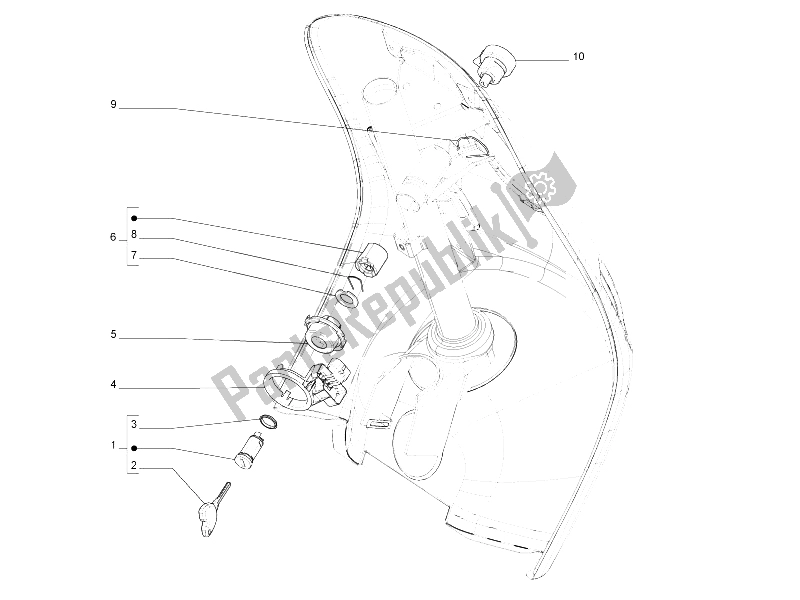 All parts for the Locks of the Vespa LX 125 4T 2V IE E3 Taiwan 2011