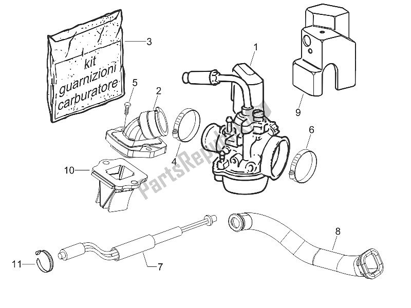 All parts for the Carburettor, Assembly - Union Pipe of the Vespa LXV 50 2T CH 2006