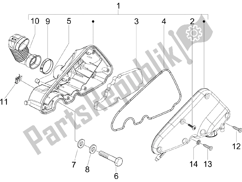 All parts for the Air Filter of the Vespa LX 125 4T 2006