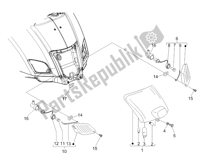 Toutes les pièces pour le Phares Arrière - Clignotants du Vespa GTS 250 UK 2005