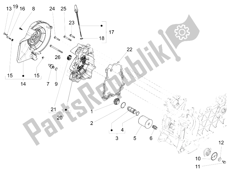 Toutes les pièces pour le Couvercle Magnéto Volant - Filtre à Huile du Vespa Sprint 125 4T 3V IE Vietnam 2014