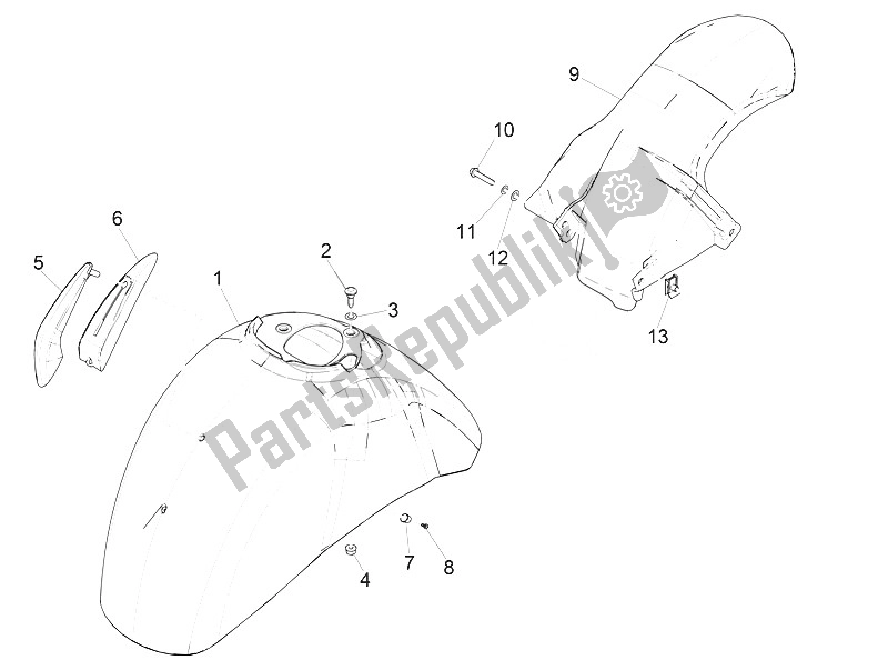 Toutes les pièces pour le Logement De Roue - Garde-boue du Vespa Vespa GTS 300 IE ABS E4 EU 2016