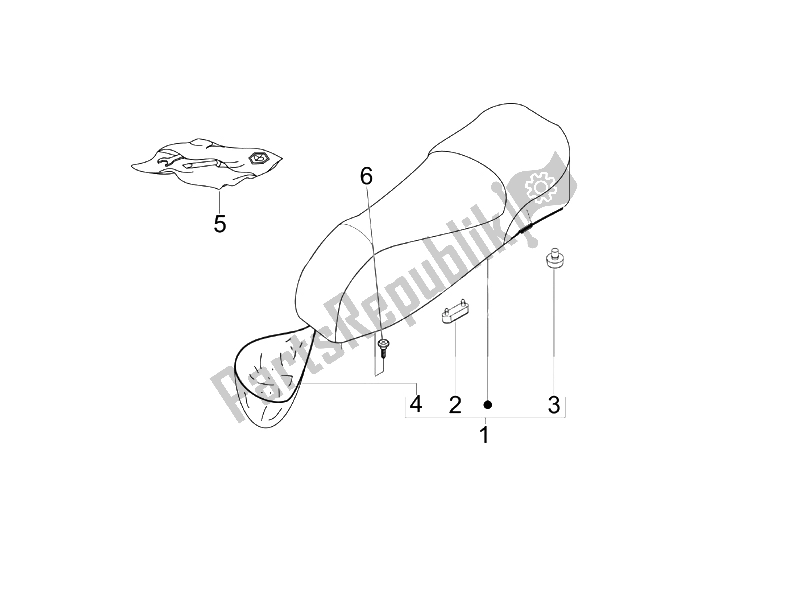 All parts for the Saddle/seats of the Vespa Granturismo 125 L Potenziato 2005