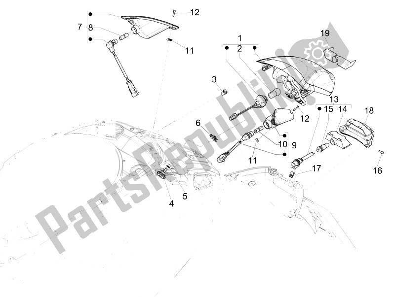 Todas las partes para Faros Traseros - Luces Intermitentes de Vespa Vespa Primavera 50 2T EU Asia 2014