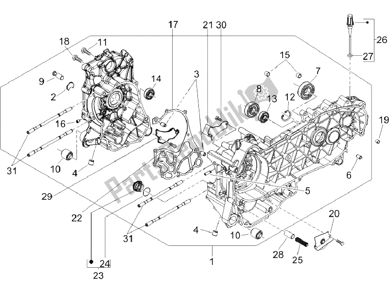 Toutes les pièces pour le Carter du Vespa LX 150 4T E3 Vietnam 2009