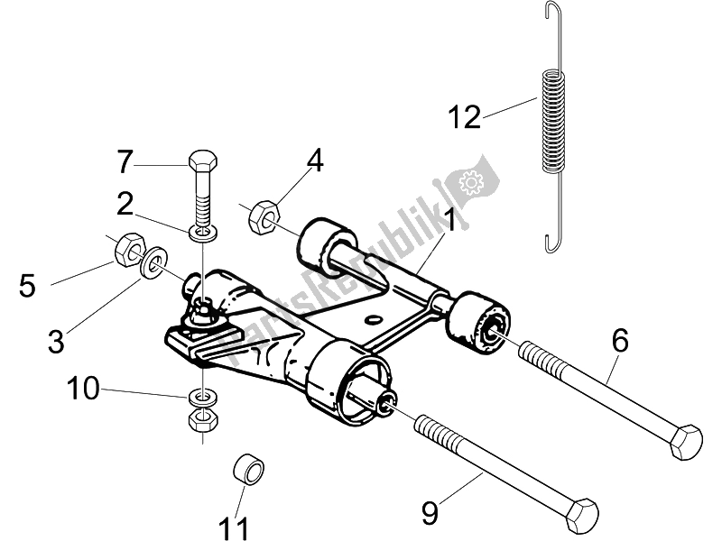 Toutes les pièces pour le Bras Oscillant du Vespa LXV 125 4T E3 2006