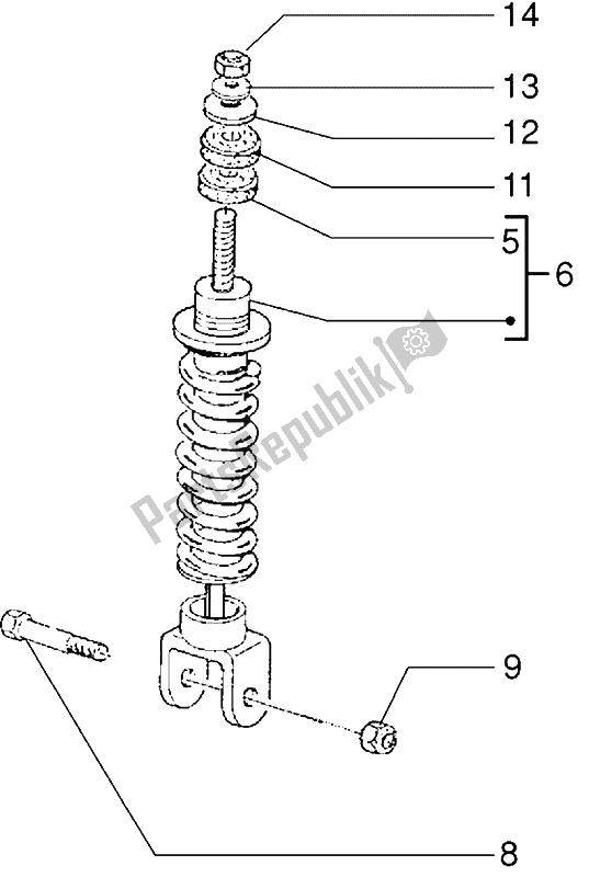 Toutes les pièces pour le Amortisseur Arrière du Vespa 50 4T 1998