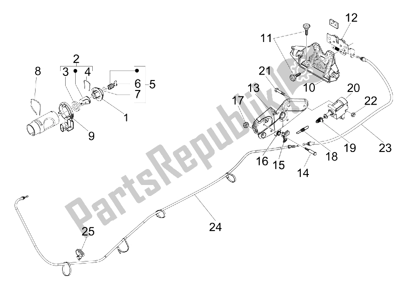 Todas las partes para Cerraduras de Vespa GTS 300 IE Super USA 2009