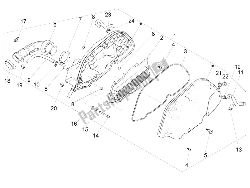 Tutte le parti per il Filtro Dell'aria del Vespa Vespa GTS 125 4T E4 ABS EU 2016