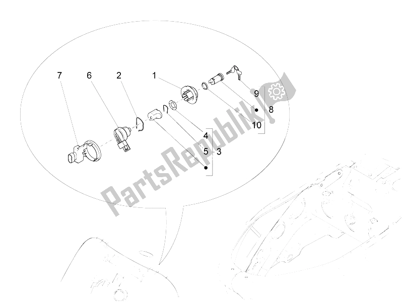 All parts for the Locks of the Vespa Vespa S 125 4T 3V E3 IE Asia 2012