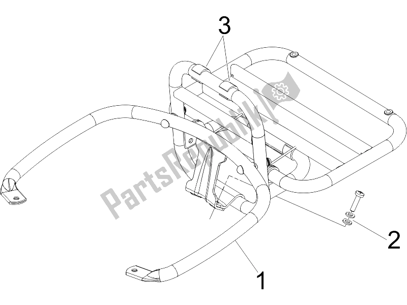 All parts for the Rear Luggage Rack of the Vespa LXV 125 4T E3 2006